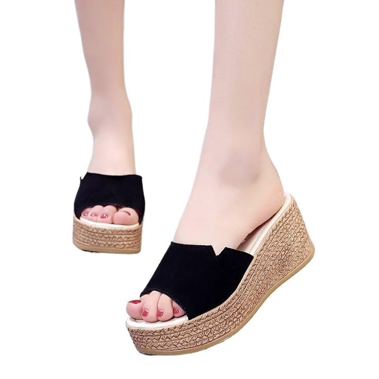 HBJWOV Wearing Waterproof Platform Sloping Heel Sandals with Thick Soles and High Heels on the Outside of Slippers2