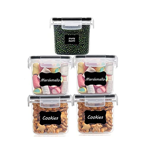 Vorratsdosen Set, 5 PCS Kunststoff Vorratsdosen Luftdicht, Geeignet Für Mikrowelle, Gefrierschrank und Spülmaschine, Ideal als Küche Aufbewahrung(Transparent, 0.8L) Cover