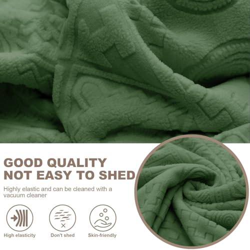 Image of Lukzer 1 Seater Pastel Green Tribal Pattern Sofa Cover | 240 GSM Universal Stretch Fit Jacquard Fabric Couch Protector | Fully Covered Anti Slip & Washable Sofa Cover (90-140cm /SC-071-01)