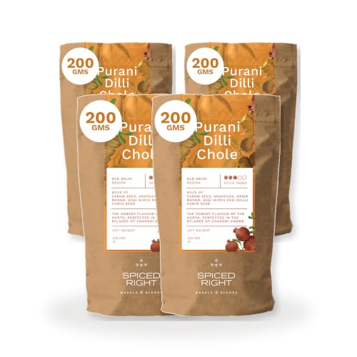 Image of Spiced Right Purani Dilli Chana /Chole Masala Powder | Pack of 4 | 200g | Blended with Traditional Indian Spice & Flavors for an Authentic Taste | Best for Cooking Sabji, Chhole, Chana, & Chickpeas.