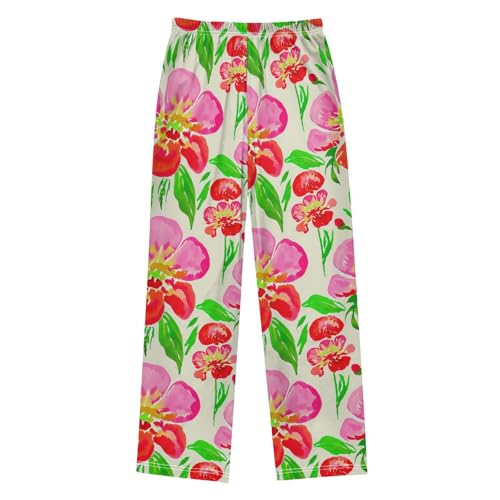 J JOYSAY Watercolor Blossom Petal Beige Pajamas Pants Soft Long Pajama Bottoms Lounge Sleep Pants Size S-XL2