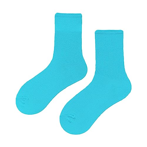 Generisch Calcetines tubulares medianos lisos para mujer, ligeros y delgados, primavera y, dulces, multicolor, suaves cuatro estaciones, calcetines de punto, conjunto de principiantes, azul claro