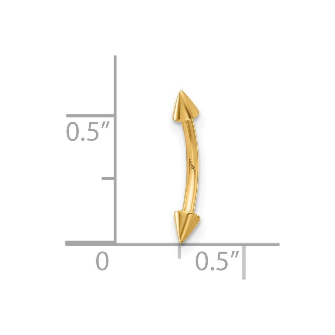 Augenbrauenring, 14 Karat, 16 Gauge, poliert, 15,36 mm lang, Schmuckgeschenk für Frauen, Metall