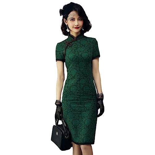 Robe Cheongsam vintage col mandarin et fente latérale pour Nouvel An chinois