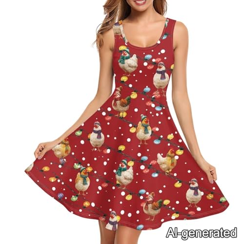 Image of Renewold Women's Sleeveless Tank Dress with Pockets, Casual Scoop Neck A-Line Sundress for Summer, Travel and Vacation