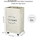 WOWLIVE Large Rolling Laundry Basket Wheels 90L Collapsible Tall Laundry Hamper Handle Foldable Dirty Clothing Basket Fold up Rectangular Hampers for Laundry Dorm Room (Beige)