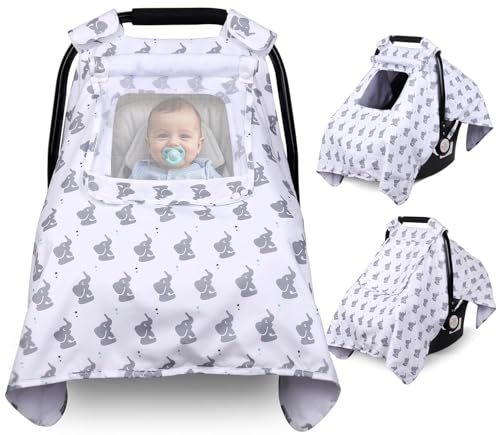 Image of Bnditeu Car Seat Cover Baby, Carseat Covers Baby with 2 Layers Breathable Windows, Windproof Infant Car Seat Cover, Kick-Proof Baby Carrier Cover for Baby Boy Newborn Essentials