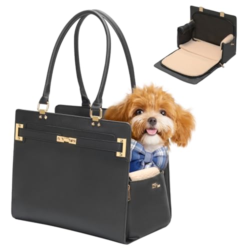2-in-1 Stylish Dog Purse Carrier Soft-Sided Carriers Travel Tote Bag for Small Dogs Cats, Fashion...