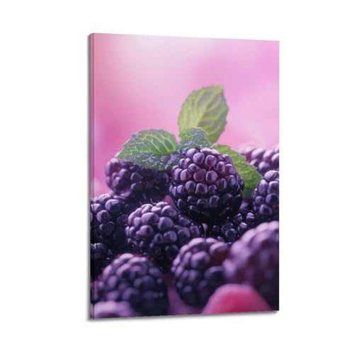 Poster mural fruits mûres et feuilles de menthe ZHOUKEG 20x30 cm