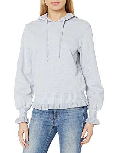 Jessica Simpson Women's Maisie Volume Sleeve Drawstring Hoodie, Light Heather Grey, Large
