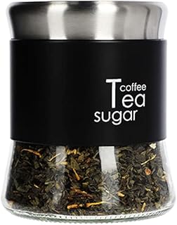 KADAX Storage Jar 750 ml, Large Glass Container with Metal Lid, Transparent Kitchen Canister for Storing Coffee Beans, Tea Leaves, Sugar (Black)