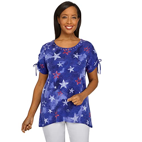 Top tie dye stars Alfred Dunner Petite Small marine pour femme