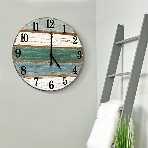 Wall Charmers Rustic Wall Clock, Real Wood with Metal Numbers Handmade Farmhouse Clock for Wall, Large Easy to Read Beach Wall Clock, 18 Inches, Size, - Image 4