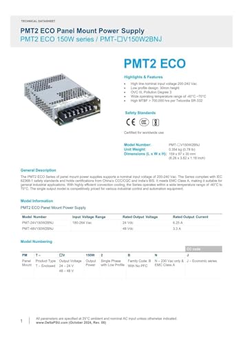 Alimentation à découpage 24V 150W PMT-24V150W2BNJ pour écran plat