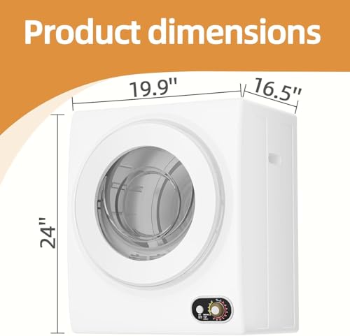 Compact Laundry 120V Clothes Stainless Steel Inner Tub, Electric Machine for Small Space, Apartments, hostels, RVs Portable Dryer, 1.5 Cubic Feet, Gray/White