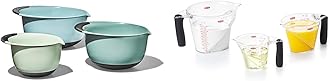 OXO Good Grips 3-Piece Plastic Mixing Bowl Set + OXO Good Grips 3-Piece Angled Measuring Cup Set