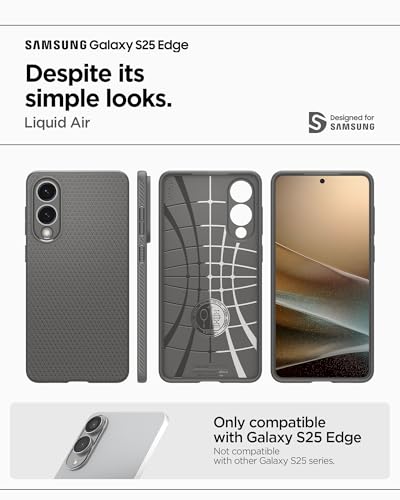 Image of Spigen for Galaxy S25 Edge Case, Liquid Air [No Magnet Ring] [Military-Grade Protection] - Marble Gray