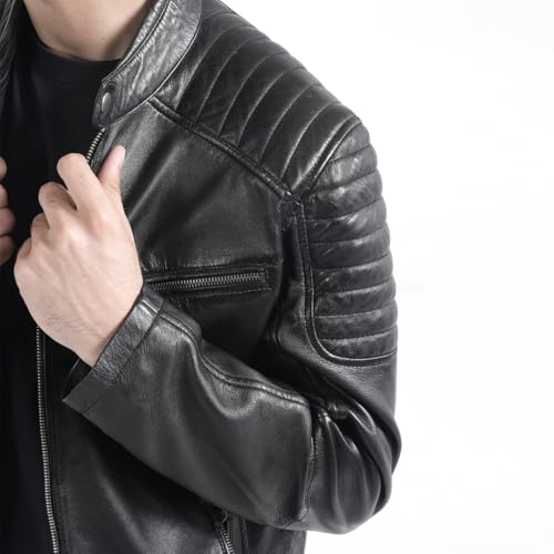 Men's Quilted Biker Leather Jacket – Moto Style Jacket, Rugged Racer Motorcycle Jacket for Men Premium Fit and Feel.3