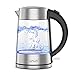 Produktbild VAVA Glas Wasserkocher mit Edelstahl - Deckel, Schnelles Wasserkochen für Tee und Kaffee, LED-Beleuchtung, Cool-Touch-Griff, Auto-Abschaltung, Trockenlaufschutz, 1,7L, 2200W