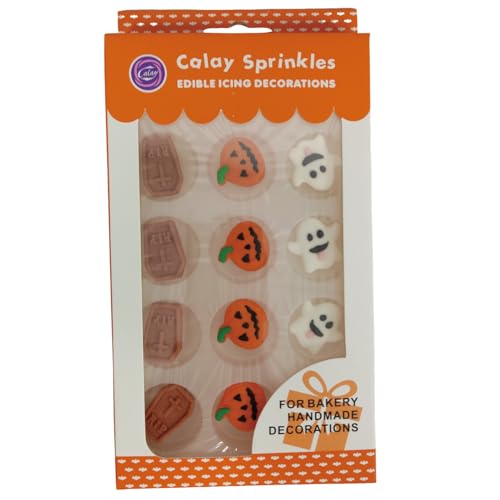 Image of Halloween Sprinkles Icing Decoration for Cupcake Decorating, Halloween Pumpkin, Edible Ghost Tombstones Cake Cupcake Topper for Baking Cookie Ice Cream Candy Decoration