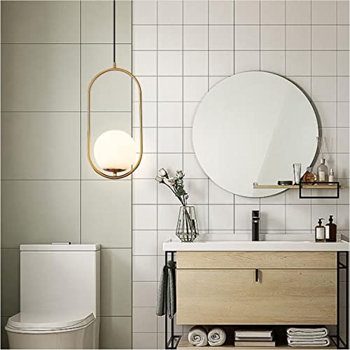 Image of BOKT Frosted White Glass Globe Lamp Shade Replacement Milk Glass Ball Lampshade Cover Opal Sphere Shade for Pendant Light, 5.9 inch Diameter, 2.64 inch Opening Diameter (White)