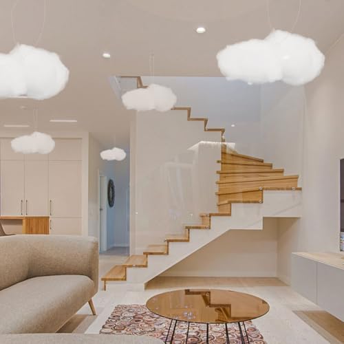 Nuages artificiels 3D en coton blanc lot de 4 suspensions légères de 15 cm - 6