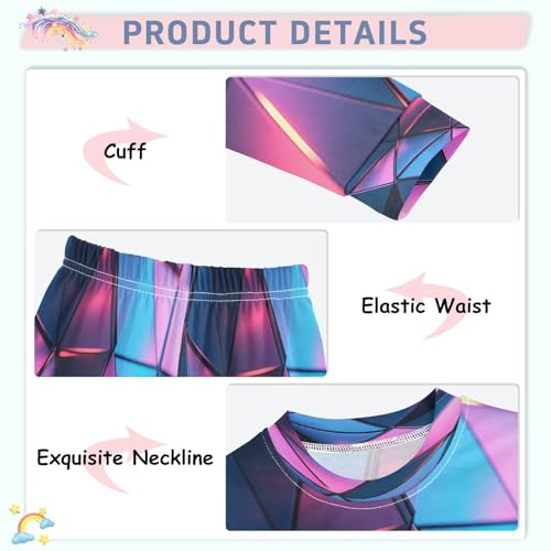 Pajama Sets Long Sleeve Triangular Architectural Soft Comfy Sleepwear 2 Piece PJS 3-8T4