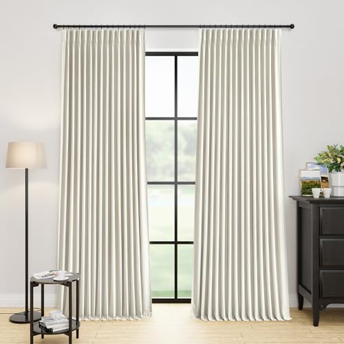 Pinch Pleated Linen Blackout Curtains 84 Inches Long - 100%