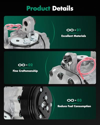 Image of SCITOO AC Compressor fit for Freightliner for Argosy 10.8L 2000 | Fast Cooling, Ultra Low Noise (≤72 dB) Air Conditioner Compressor for Summer, With Clutch, 10363231 167515