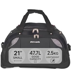 Pierre Cardin Lightweight Roller Holdall with Wheels - Small Duffle Bag Durable Stress Tested Wheels | Trolley & Grab Carry Options | Travel Wheeled Duffel Bags CL769 (Small 21")