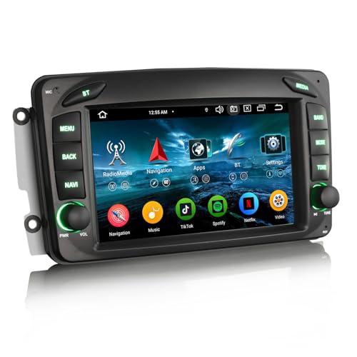 Erisin 8-Core 4GO+64GO Android 14 Autoradio GPS pour Mercedes Classe C/A/G/CLK W209 W203 Viano Vito W463 7