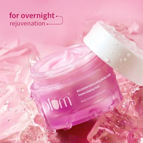 Image of Plum Bulgarian Rose & Hyaluronic Acid Frosted Sleeping Mask | Overnight Hydration| Mattifying sorbet texture | 50g