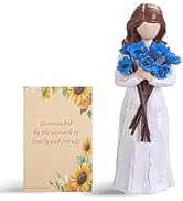 SIGUEJOR Sunflower Gifts for Women,Hand-Painted Resin Sculpture of Woman Holding Sunflowers, A to...