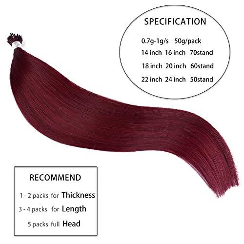 Diyomo I Tip Hair Extensions Human Hair,Cold Fusion Soft Abnormal Hair Extensions 60 Strands Pre Keratin Bonded, Itip Human Hair Extensions,50G/Pack #TOP4