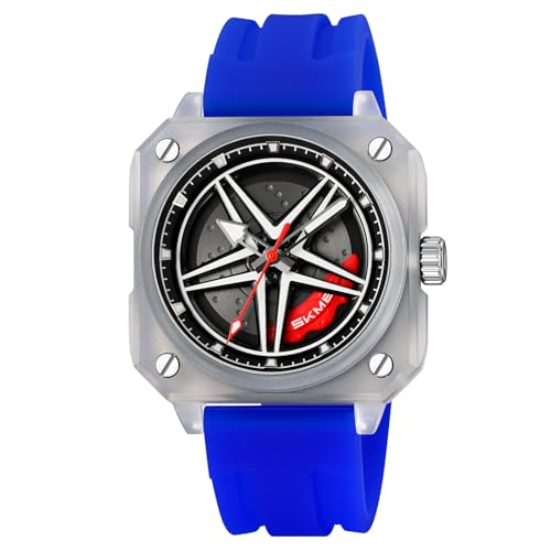 Image of SKMEI Silicone Men's Analog Quartz Sports Watch Waterproof & Trendy Wheels Rolling Design 2362