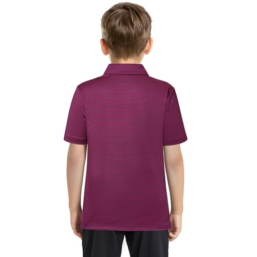 Image of Boys Polo Shirts Short Sleeve Striped Performance Moisture Wicking Dry Fit Golf Shirts for Boys Youth Kids