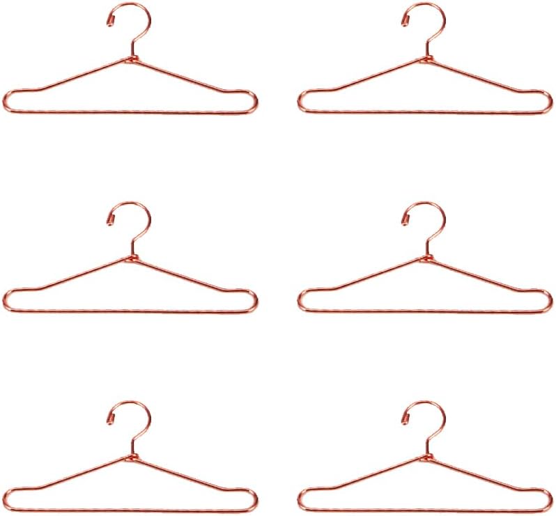 RCFINE 20Pcs Mini Hangers Metal Doll Clothes Holders Wire Rack Stand Doll Clothes Rack for Doll Clothes Gown Dress Outfit Doll Clothes Accessories (Silver,15cm)