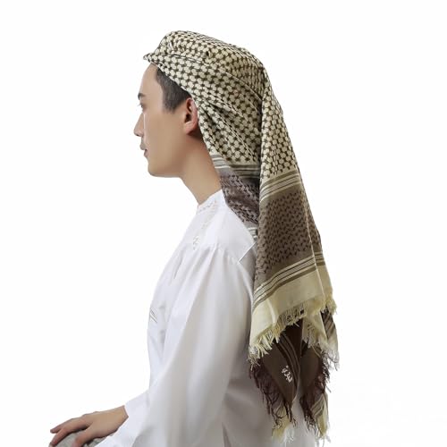 Image of PURFUN Men's Large Arab Shemagh Headscarf Muslim Headcover Shawl Keffiyeh Arabic Scarf