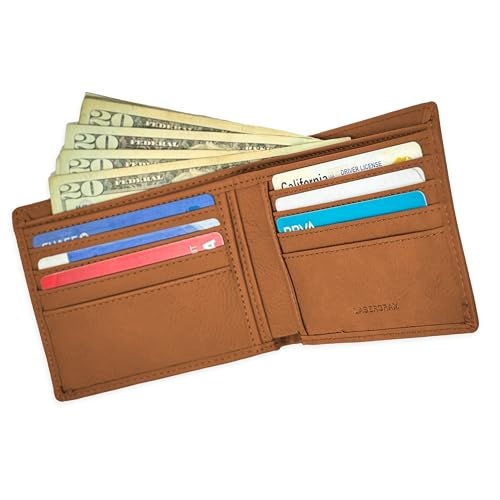 LaserGram Faux Leather Bi-Fold Wallet, Rhinoceros, Personalized Engraving Included (Dark Brown)2