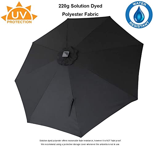 C-Hopetree 9 Ft Outdoor Patio Market Table Umbrella With Solar Led Lights And Tilt, Black #TOP3