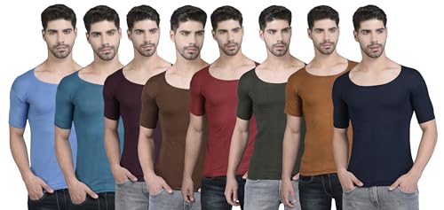 Image of Dollar Lehar Men Combed Cotton Round Neck with Sleeve Vest -Colour May Vary