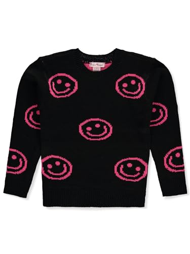Pink Angel Girls' Allover Smile Sweater - Black/hot Pink, 2t