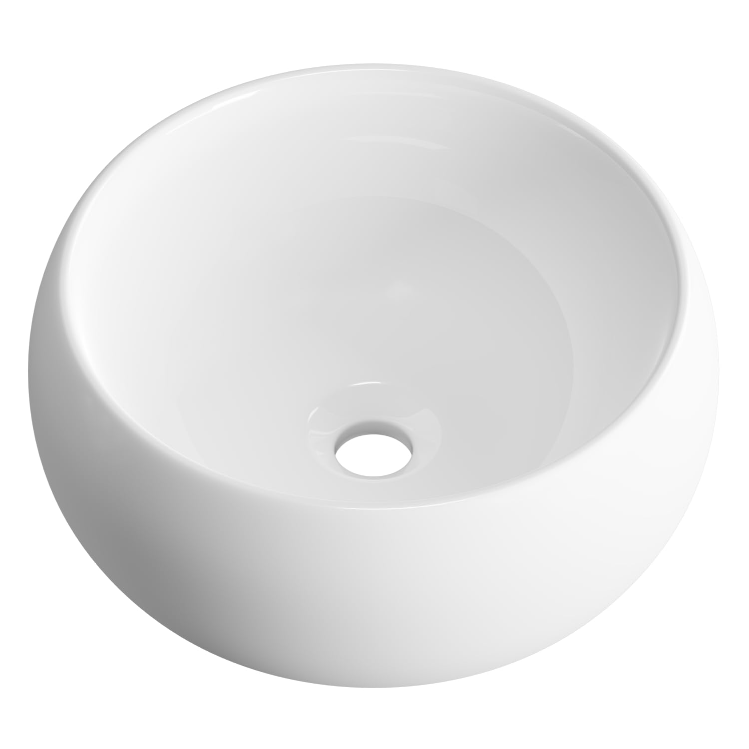 Fregaderos redondos de 16 pulgadas para baño, porcelana de cerámica blanca, lavabo de baño para tocador, fregaderos de baño modernos sobre encimera