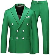 UNINUKOO Mens Suits 2 Piece Double Breasted Tuxedo Suit Slim Fit Wedding Party Dress Formal Suits...