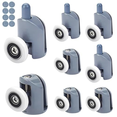 STARVAST Lot de 8 Roulettes pour Porte de Douche,Roulettes Cabine de Douche pour Salle de Bain 23mm (4 Supérieures et 4 Inférieures)