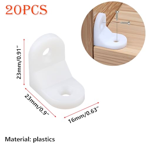 Ctyjia 20 PCS Plastic Corner Brackets, Right Angle Bracket, 90 Degree Plastic Corner Braces with Screws - Image 2
