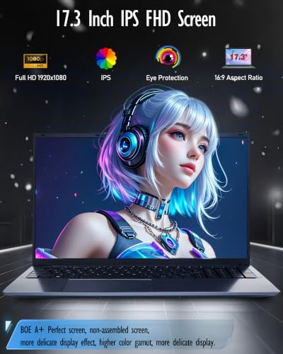 Image of 17 Inch Laptop Computers, with Ryzen5 3500U (3.7GHz), 8GB DDR4 RAM | 256GB SSD, 1080P Display, Type-C, WiFi5, BT, RJ45, Backlit Keyboard, Dual Stereo Speakers