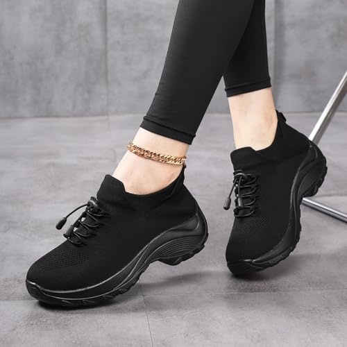 Comfortable Breathable Women Walking Shoes Unisex Orthopedic Shoes Comfortable Stretch Air Cushion Slip on Trainers Athletic Walking Trainers Thick Bottom Sock Sneakers2