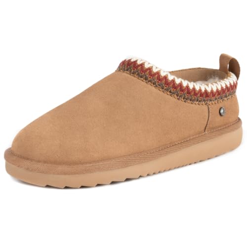 Image of Women's Genuine Shearling Slippers Suede Warm Indoor Outdoor Shoes Rubber Sole