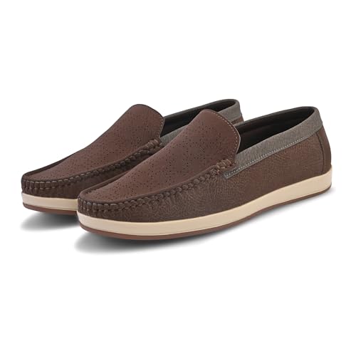Image of Centrino Leather Loafers for Man | Slip-On Shoes for Men Stylish | Cushioned Insole | Lightweight Comfortable Moccasin Shoes | Hand-Stitched Casual Footwear | Mens Loafer Shoes for Office (9569)